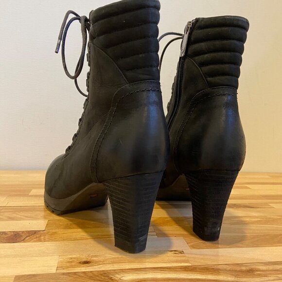 Blondo Womens Black Leather Lace-Up Waterproof Ankle Boots size 10 Block Heel - Picture 3 of 16
